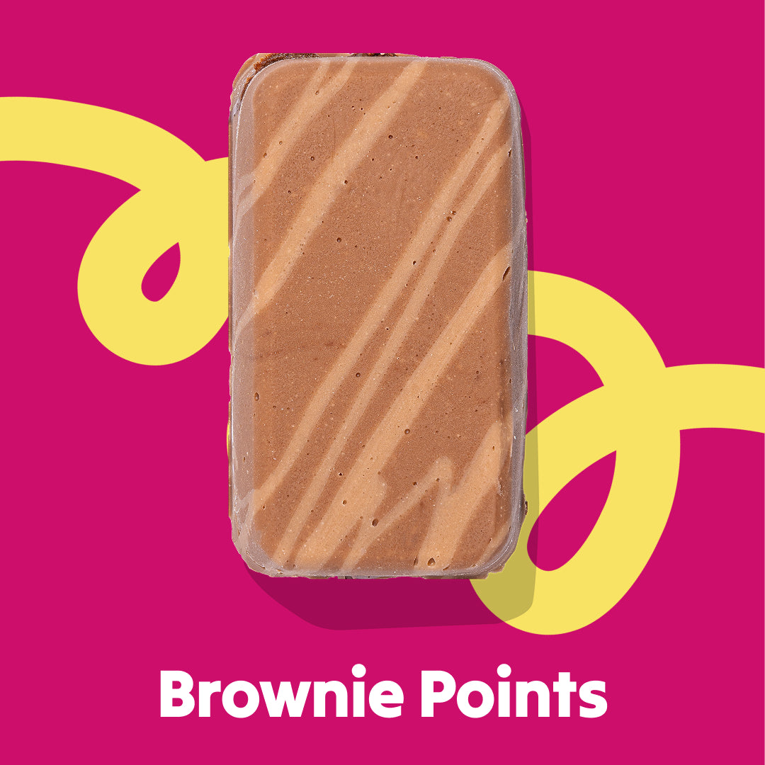 Top image fudge slab of the Brownie Points flavour in the Overstuffed collection