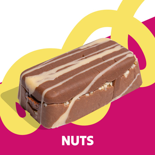 Single fudge slab image of the NUTS flavour in the Overstuffed collection