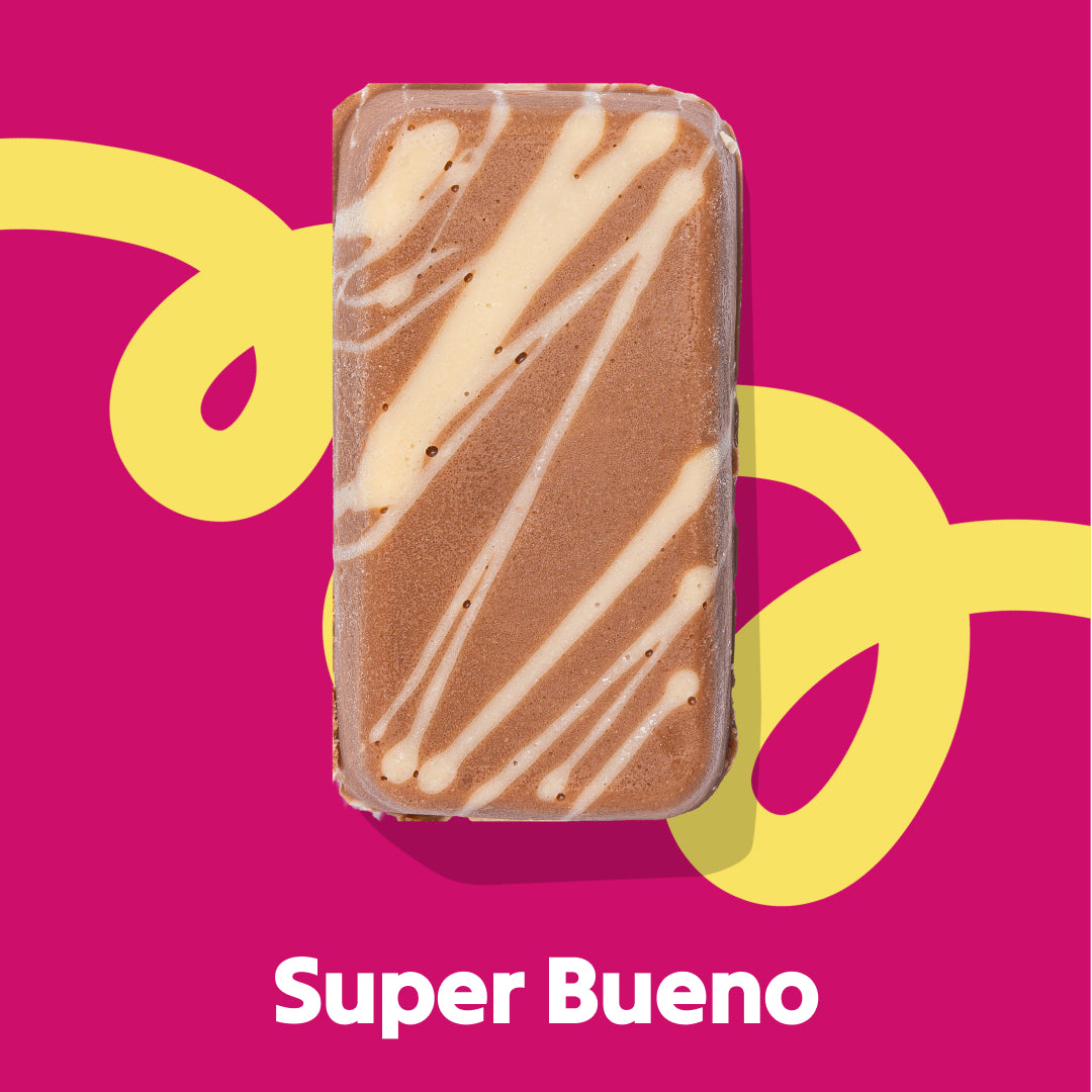 Top image fudge slab of the Super Bueno flavour in the Overstuffed collection