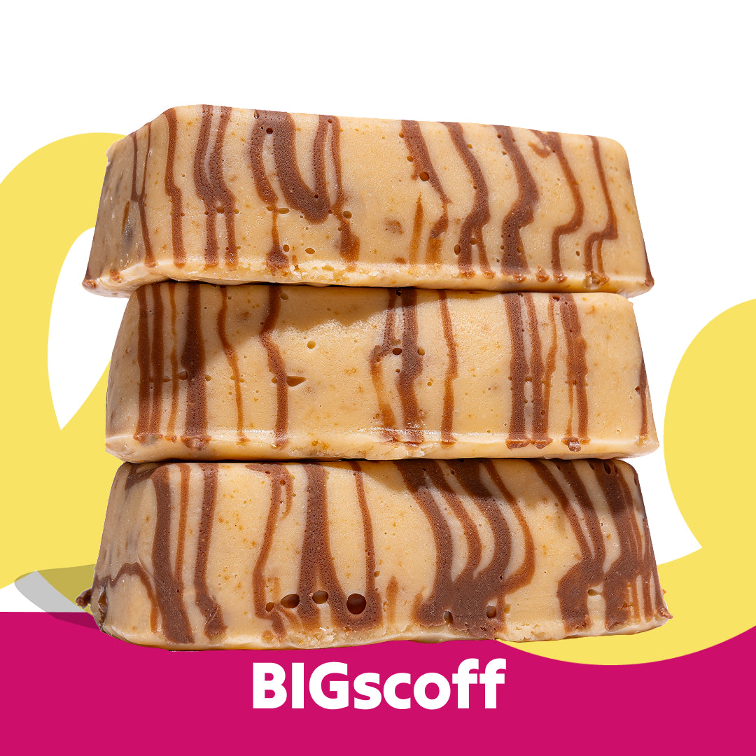 Stacked image of the BIGscoff flavoured Overstuffed fudge slabs