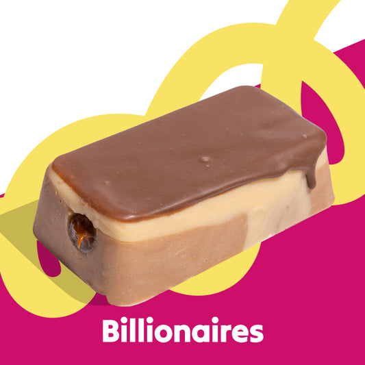 Single fudge slab image of the Billionaires flavour in the Overstuffed collection