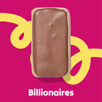 Top image fudge slab of the Billionaires flavour in the Overstuffed collection