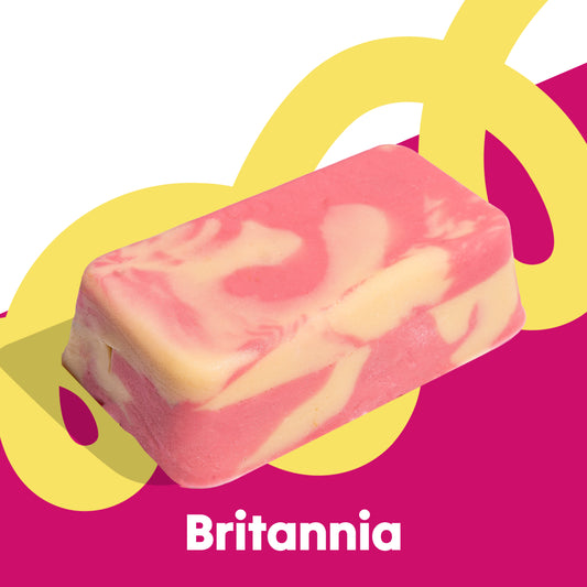 Single fudge slab image of the Britannia flavour in the Overstuffed collection