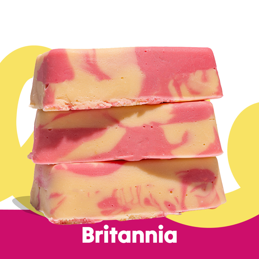 Stacked image of the Britannia flavour Overstuffed fudge slabs