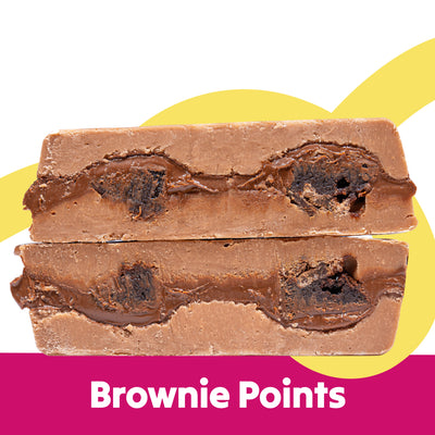 Cut stack image of the Brownie Points flavour Overstuffed fudge slabs