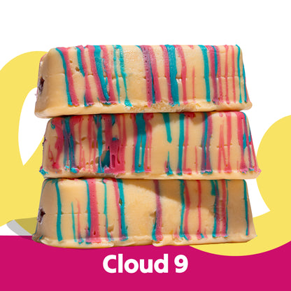 Stacked image of the Cloud 9 flavour Overstuffed fudge slabs