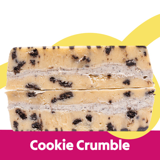 Cut stack image of the Cookie Crumble flavour Overstuffed fudge slabs