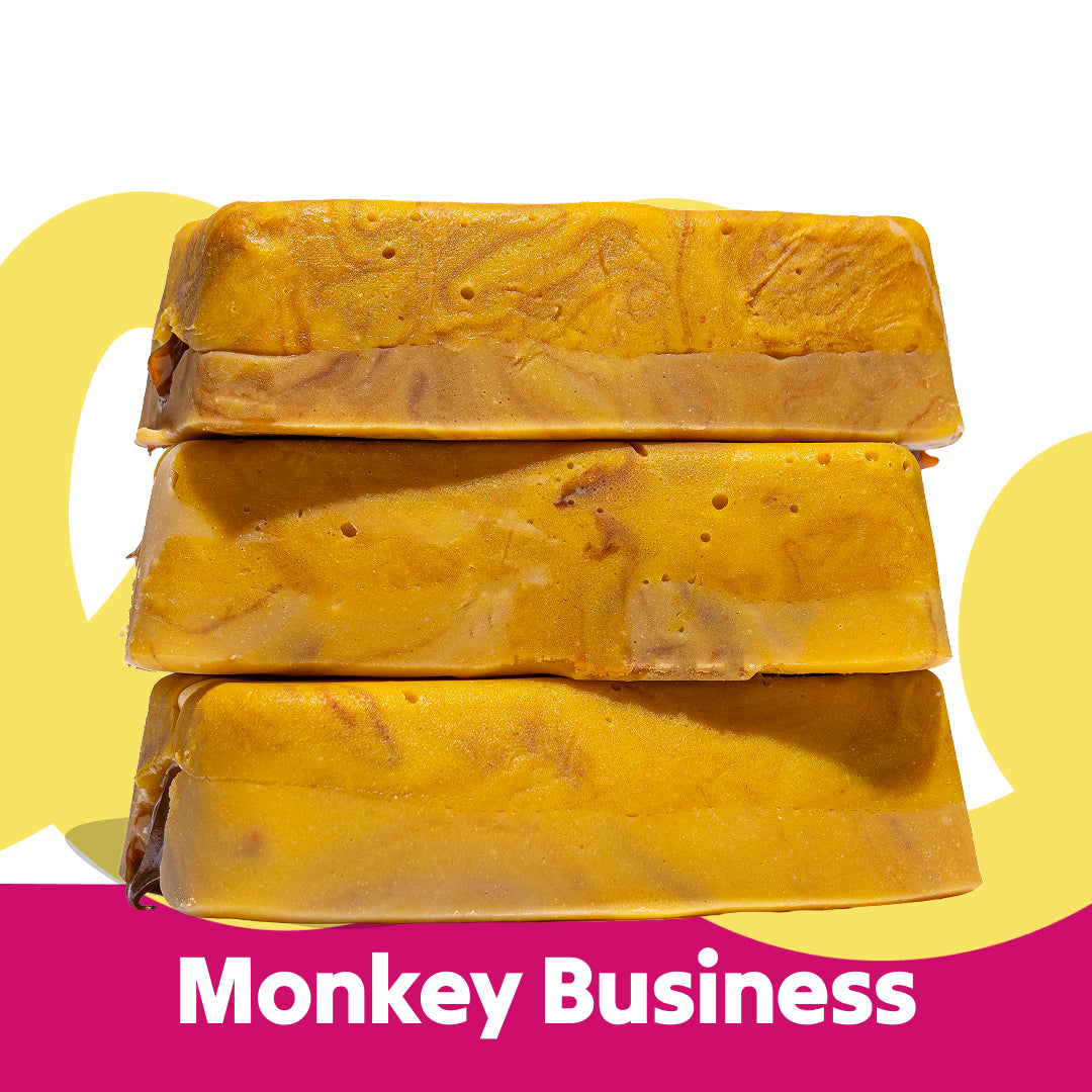 Stacked image of the Monkey Business flavoured Overstuffed fudge slabs