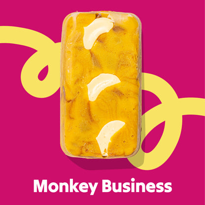 Top images fudge slab of the Monkey Business flavour in the Overstuffed collection