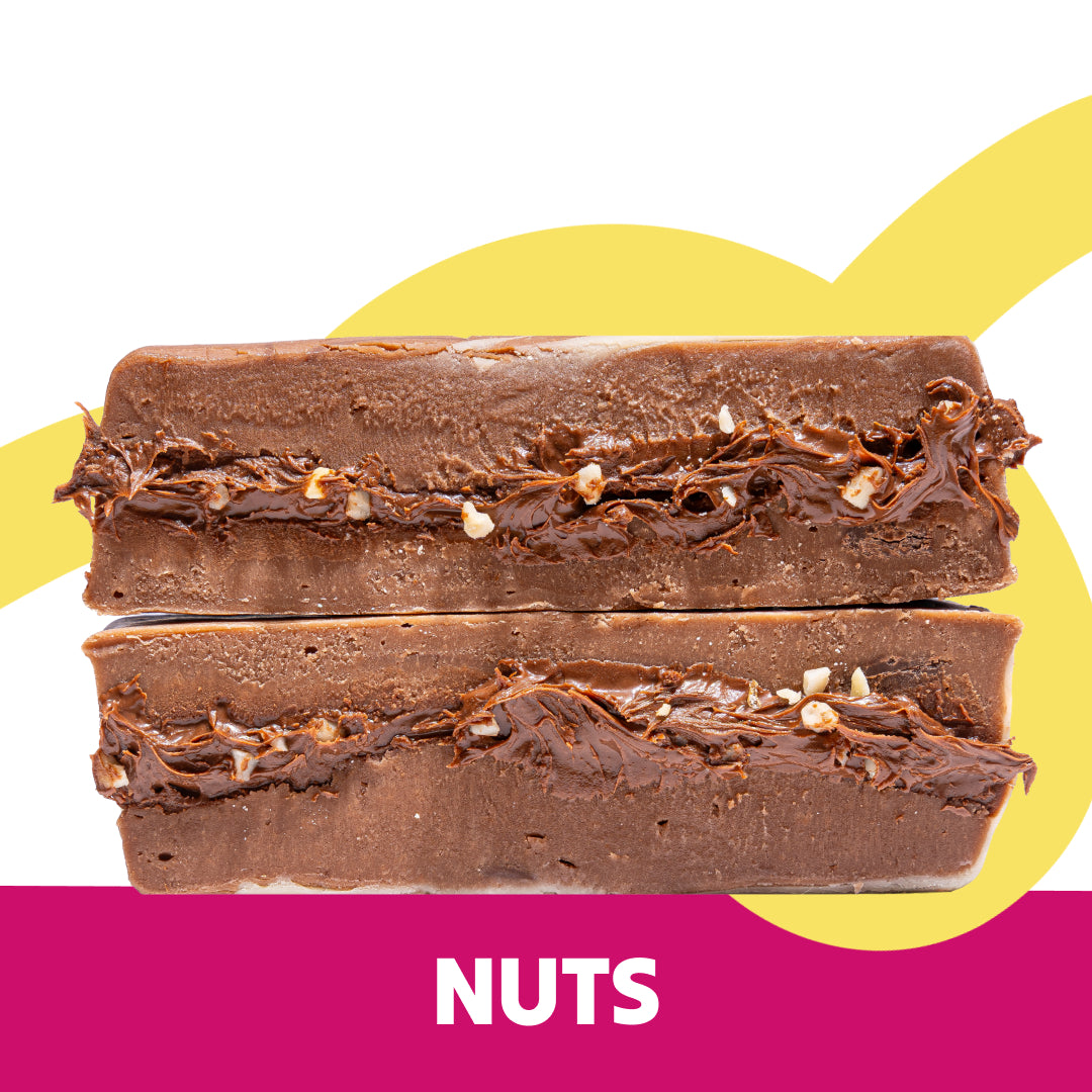 Cut stack image of the NUTS flavour Overstuffed fudge slabs