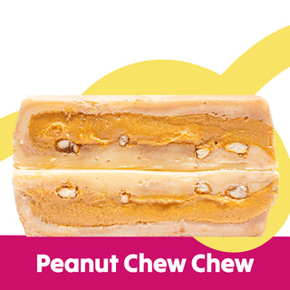 Cut stack image of the Peanut Chew Chew flavour Overstuffed fudge slabs