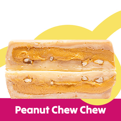 Cut stack image of the Peanut Chew Chew flavour Overstuffed fudge slabs