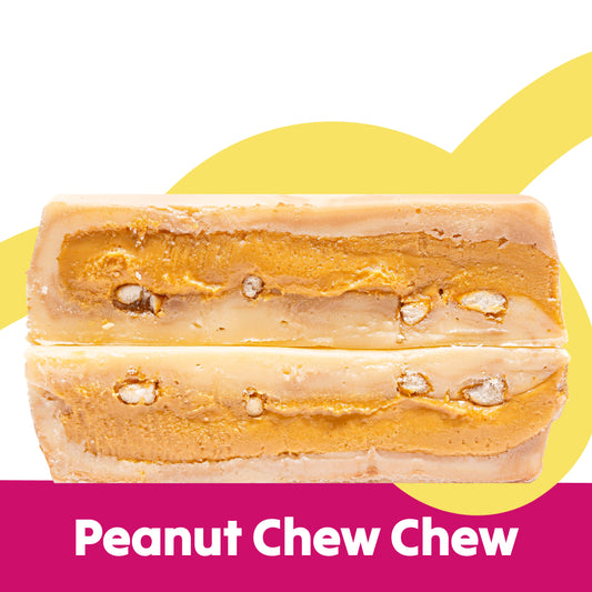Cut stack image of the Peanut Chew Chew flavour Overstuffed fudge slabs