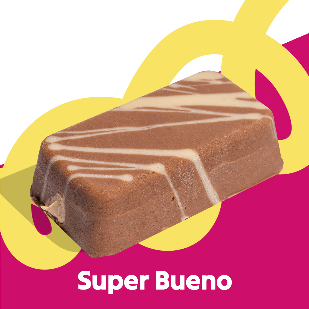 Single fudge slab image of the Super Bueno flavour in the Overstuffed collection